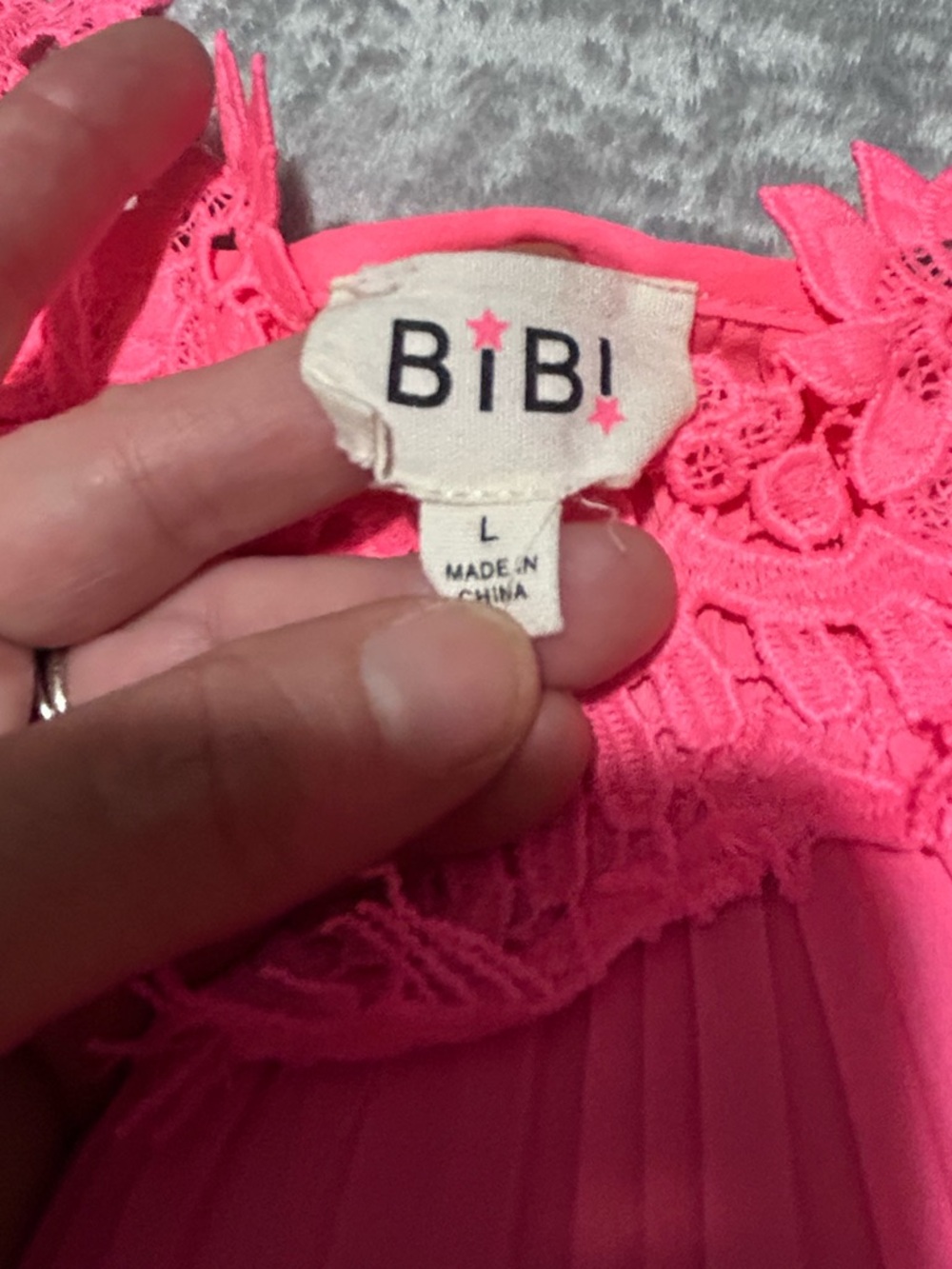 BiBi Pink Lace-Trim Cami Top - NWOT Size Large - Picture 6 of 8
